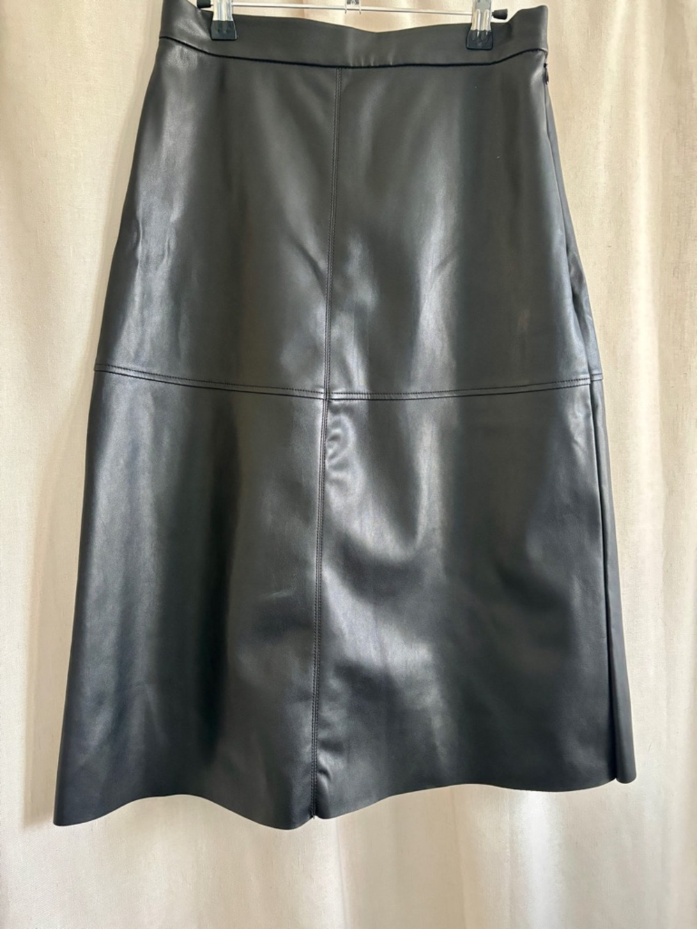 H&M Faux Leather A-Line Midi Skirt | Size 8